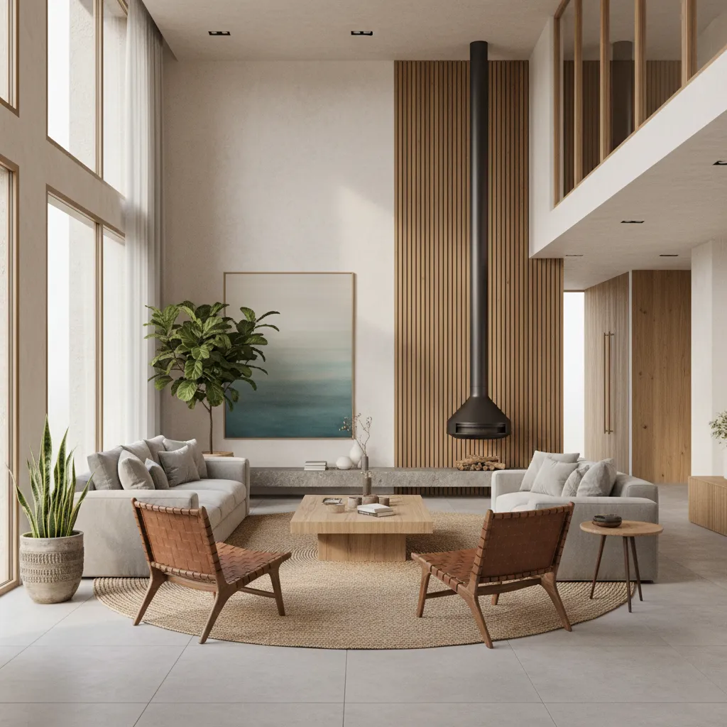 render 3D realista de interior de vivienda diseñado digitalmente