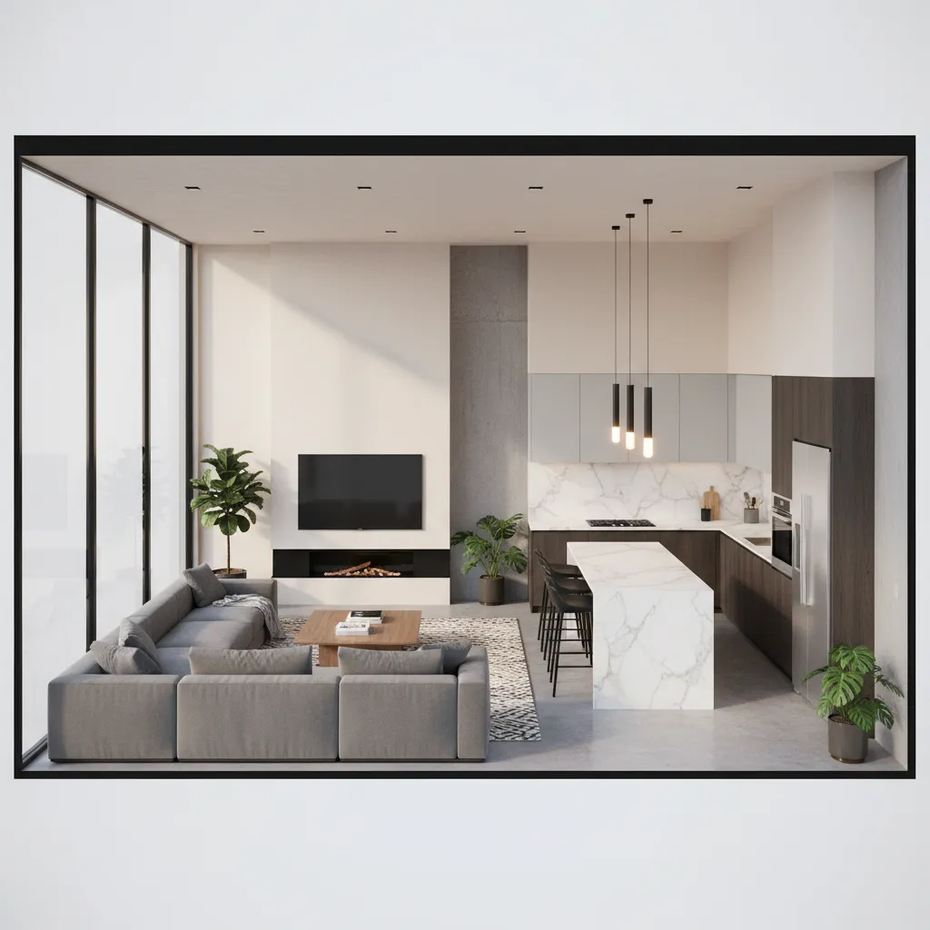 Vista 3D de una casa generada con software de diseño interior