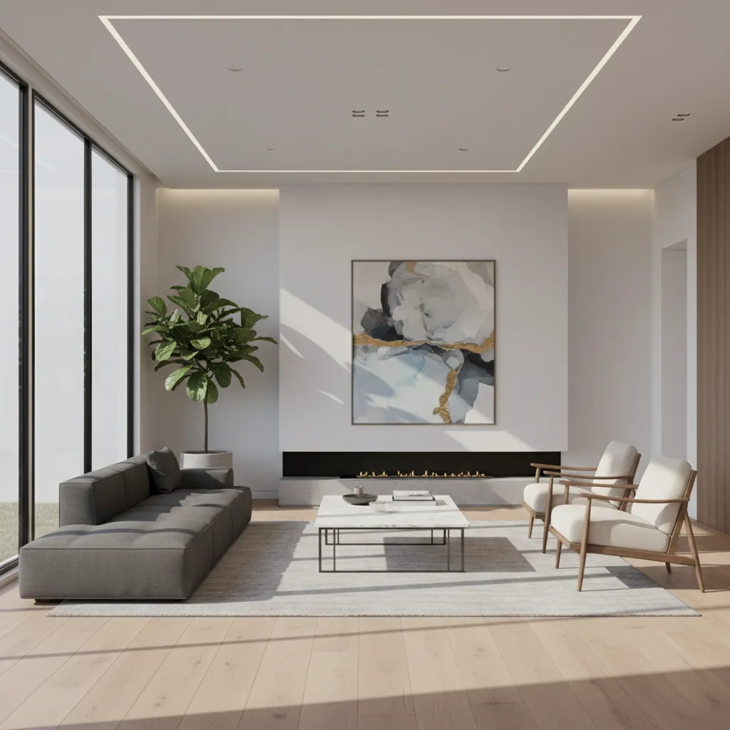 Visualización interior de una casa generada en un programa de diseño 3D