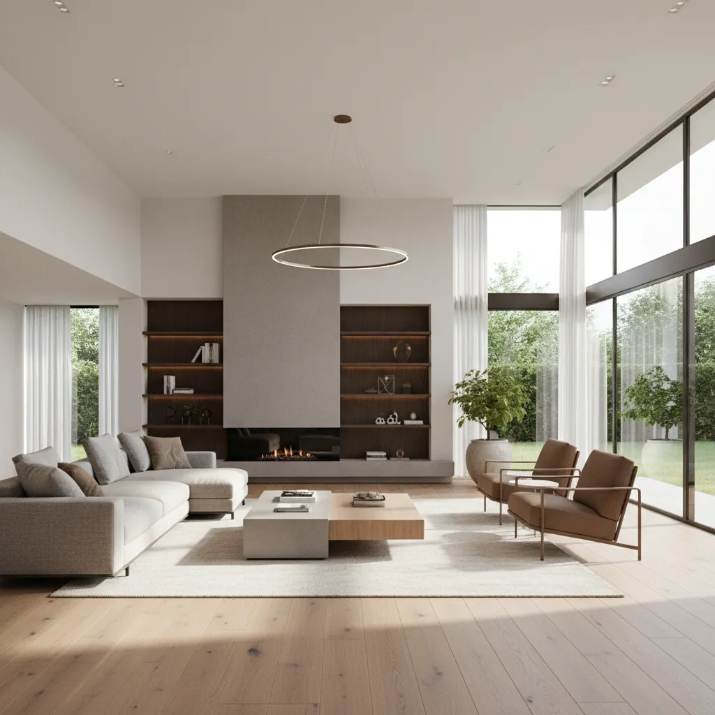 visualización 3D de interior de casa generada por software