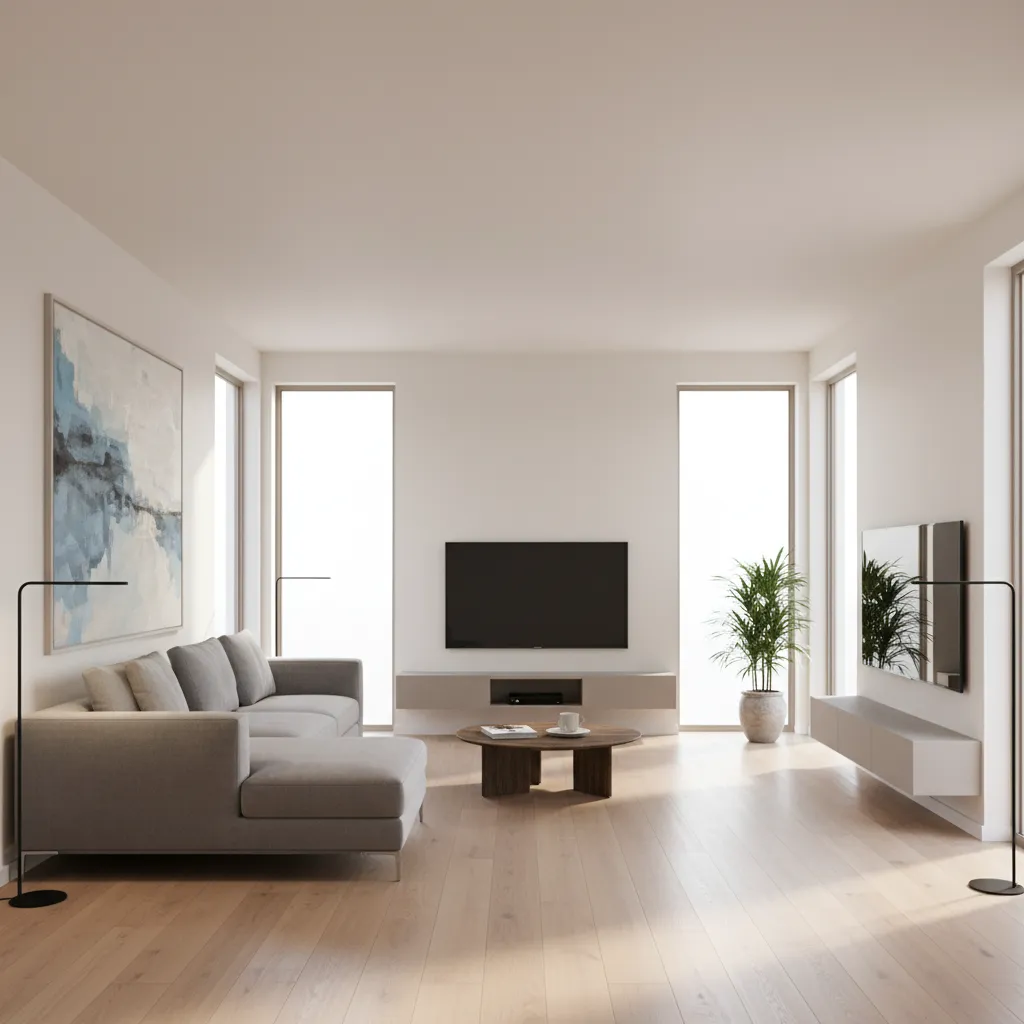 Render 3D de una sala de estar generado desde un planificador de casas