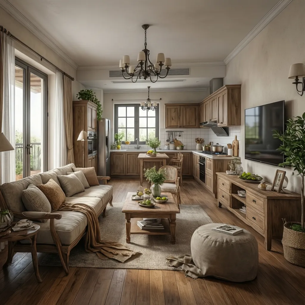 Visualización 3D de un apartamento moderno antes de la reforma