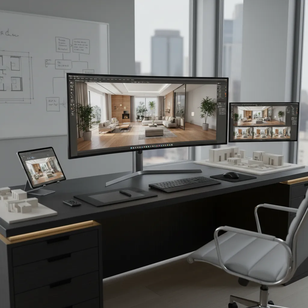 Visualización 3D de diseño interior para planificar una vivienda