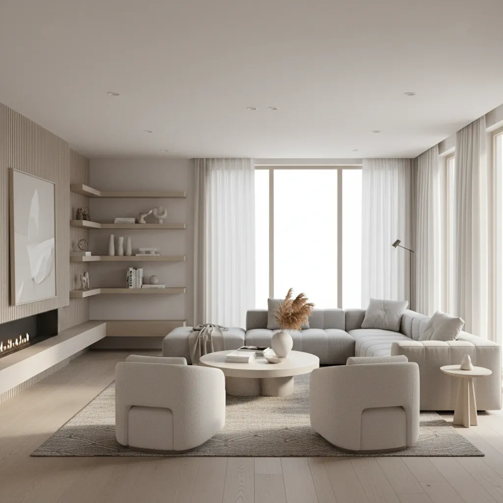 Render 3D realista de interior de casa diseñado digitalmente