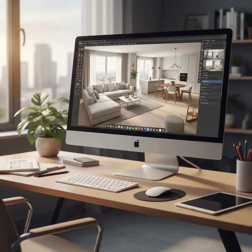 Visualización 3D de una vivienda antes de realizar el diseño interior