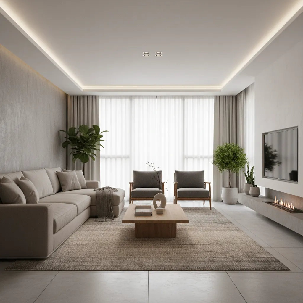 Render 3D realista de una sala diseñado a partir del análisis del espacio