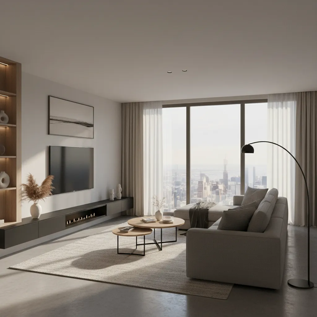 Render 3D de diseño interior de un apartamento