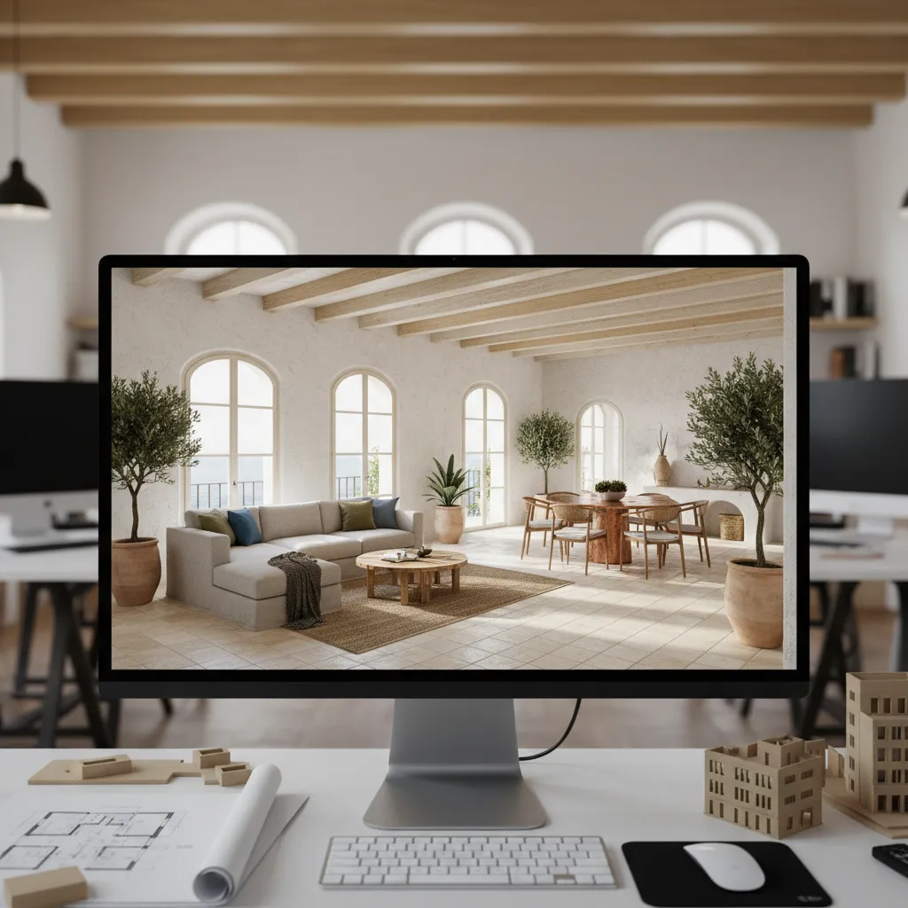 Visualización 3D de diseño interior para planificar una vivienda