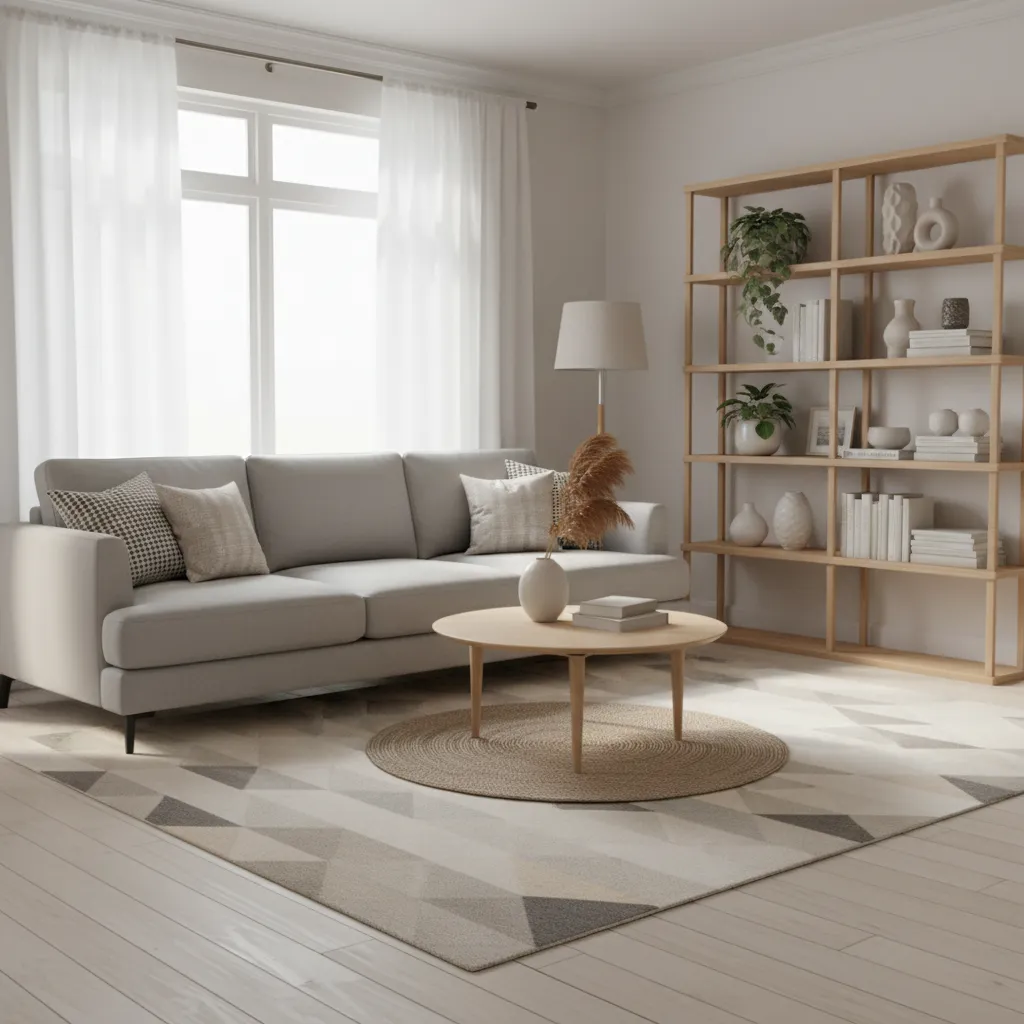 Visualización 3D de un salón generada desde una app de diseño interior