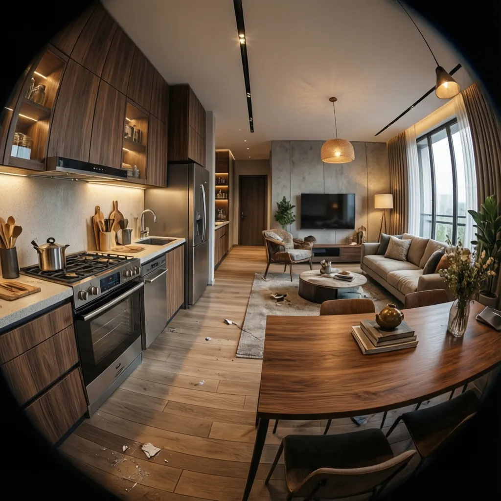 Renderizado 3D de un diseño de interior antes de la construcción