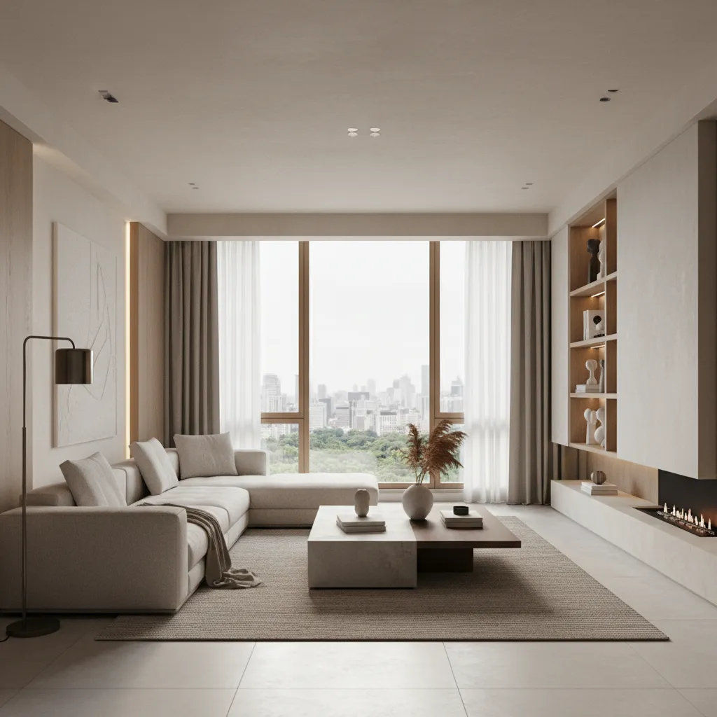 Render 3D de un salón moderno utilizado para aprender diseño interior