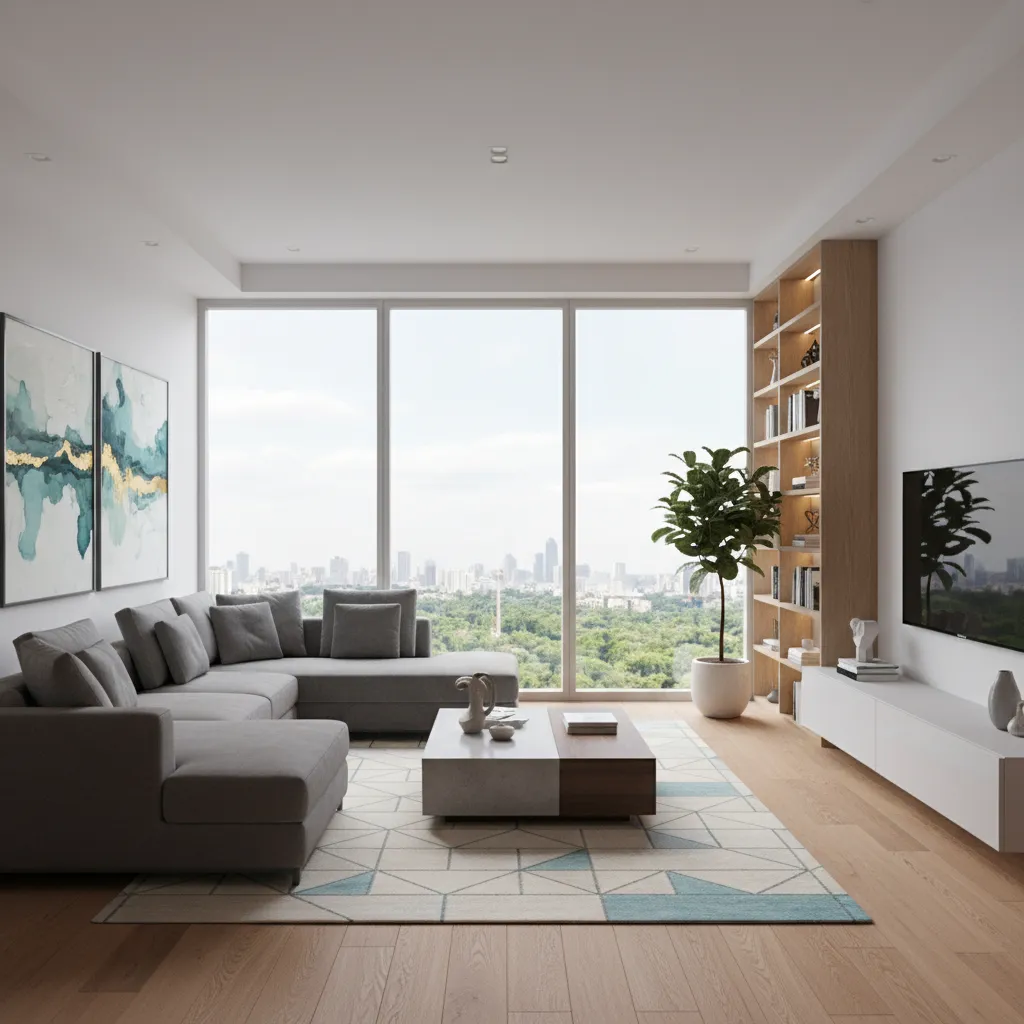 Visualización 3D de un salón generada con una app de diseño