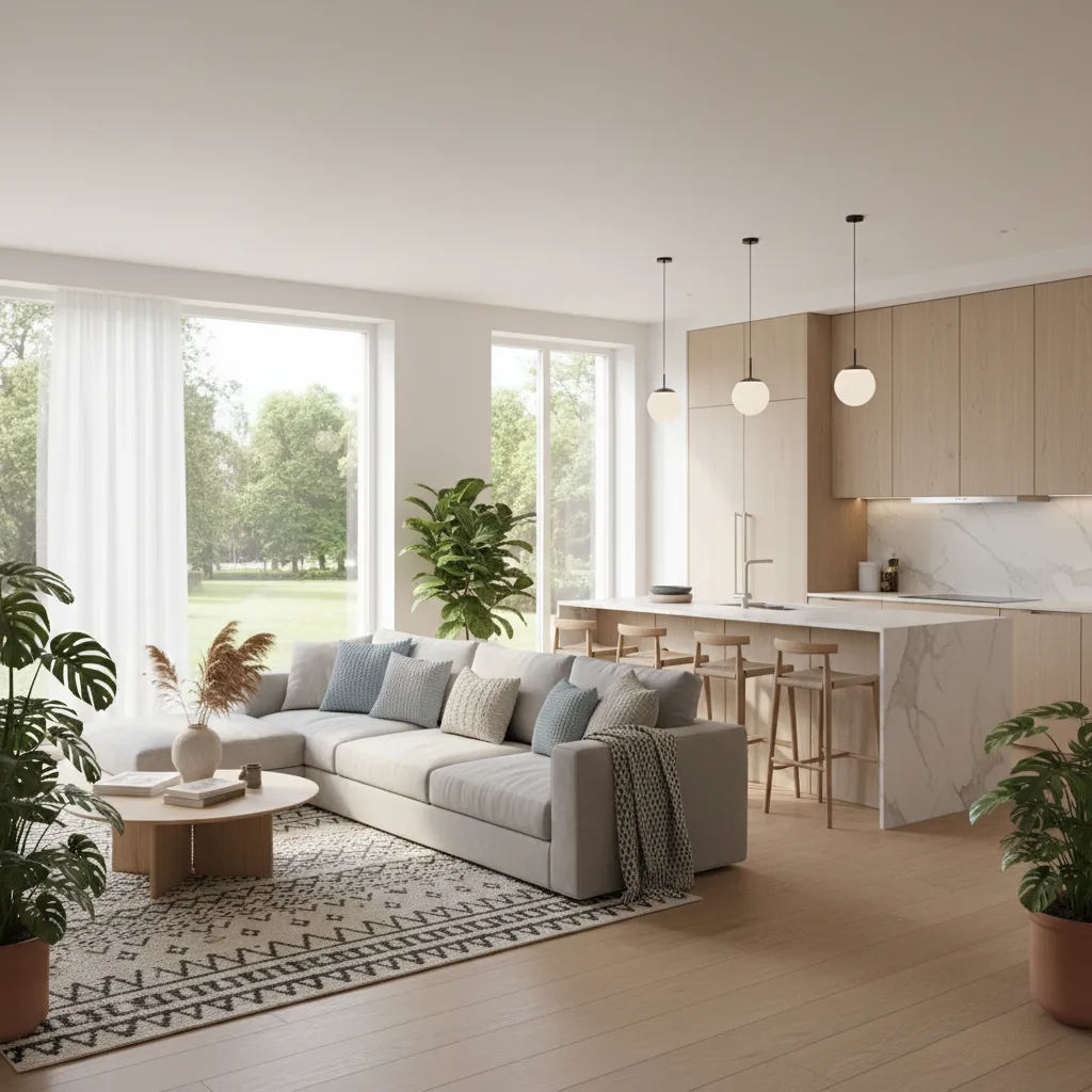 Visualización 3D realista del interior de una vivienda basada en un plano