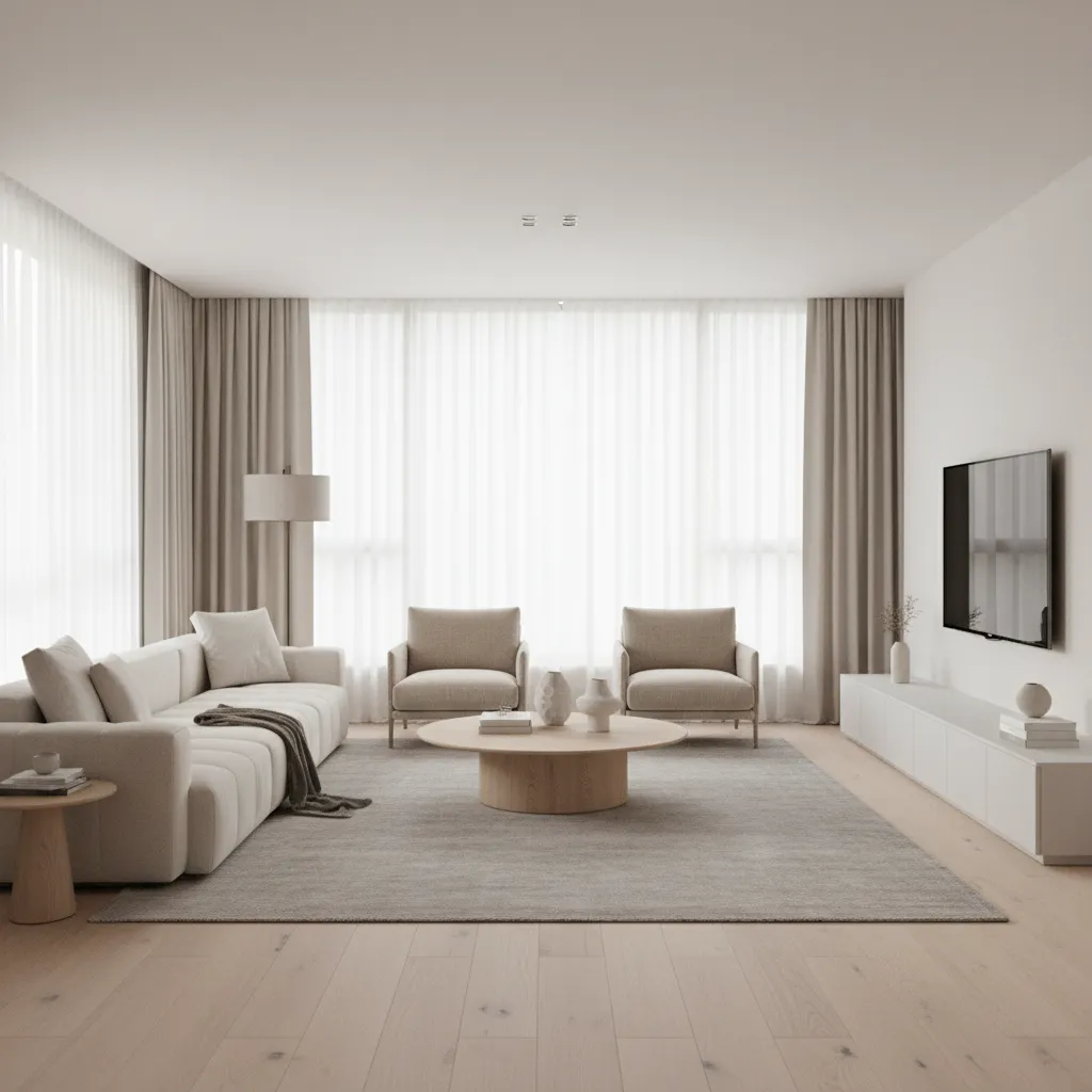 Render 3D realista de un salón moderno utilizado para visualizar un proyecto de decoración