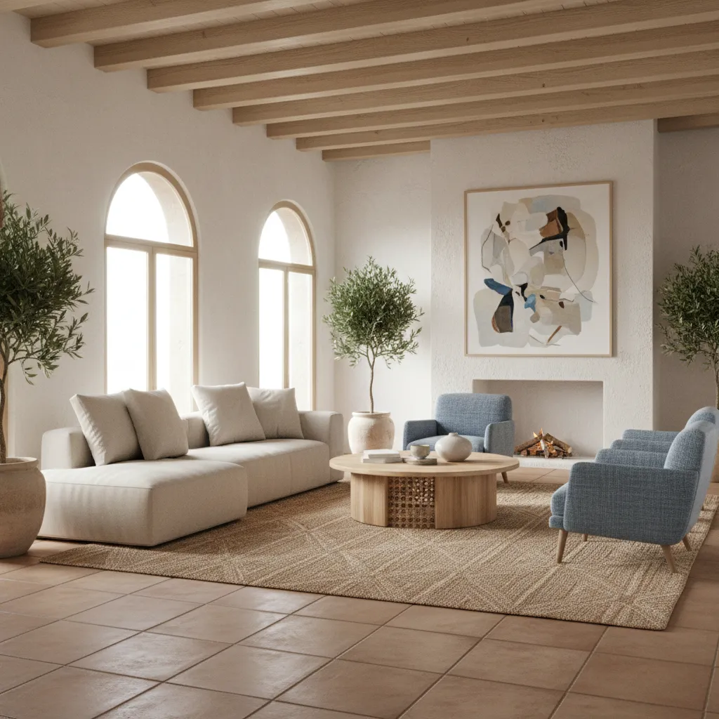 Render 3D de diseño interior de una vivienda