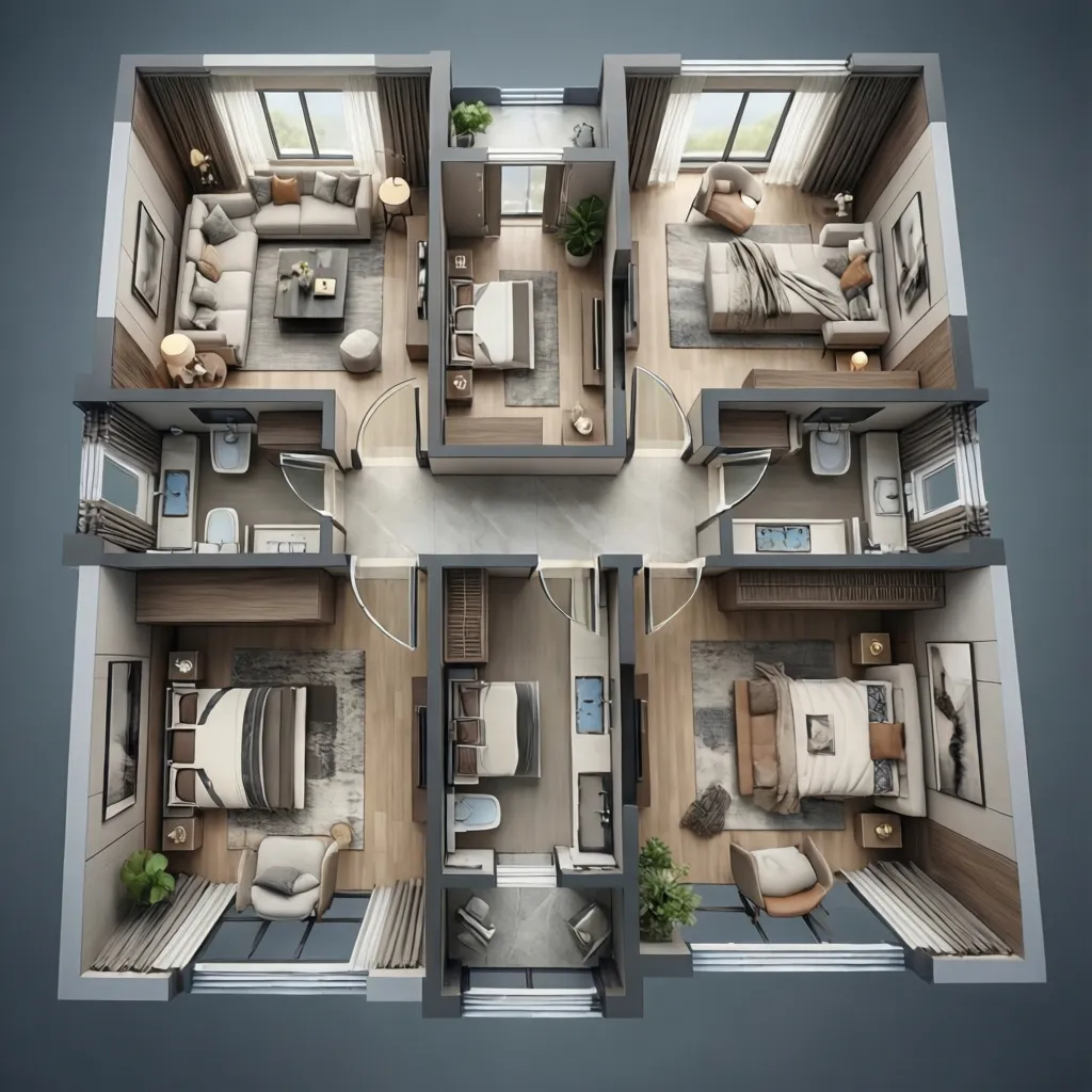 Visualización 3D de distribución de vivienda