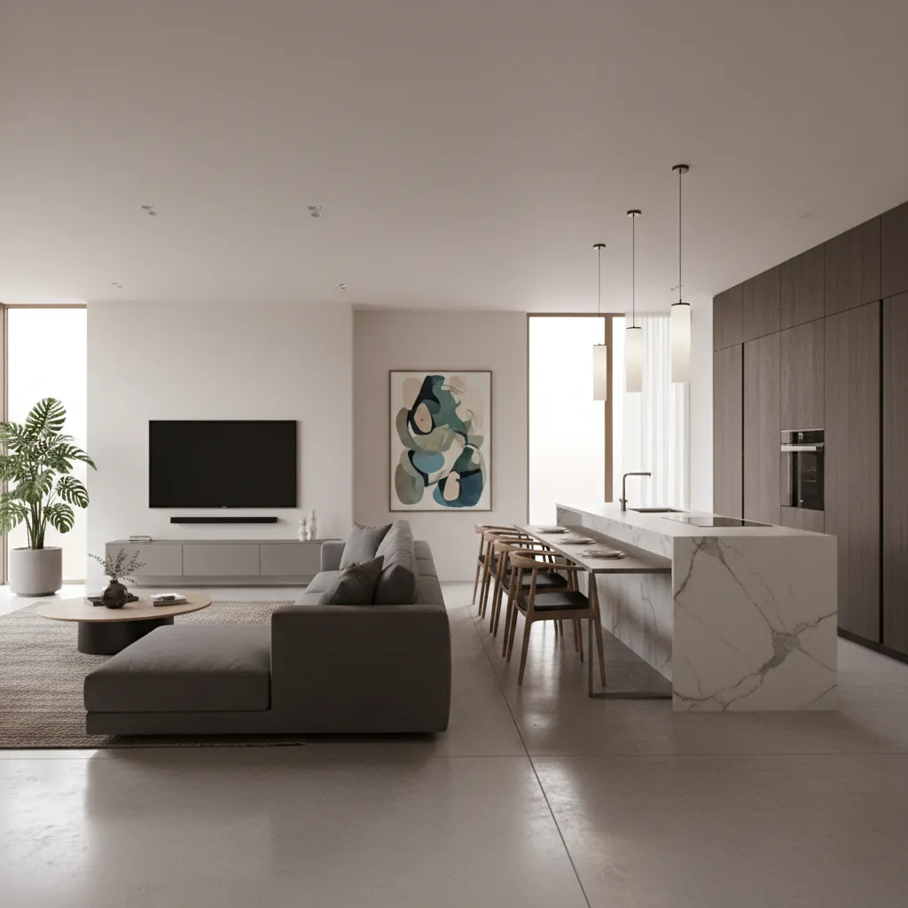 Visualización 3D de un proyecto de interiorismo moderno