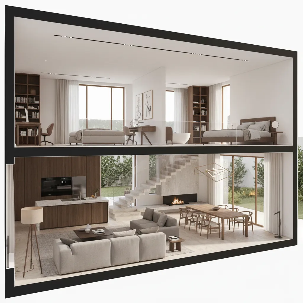 Visualización 3D de una casa basada en un plano con medidas