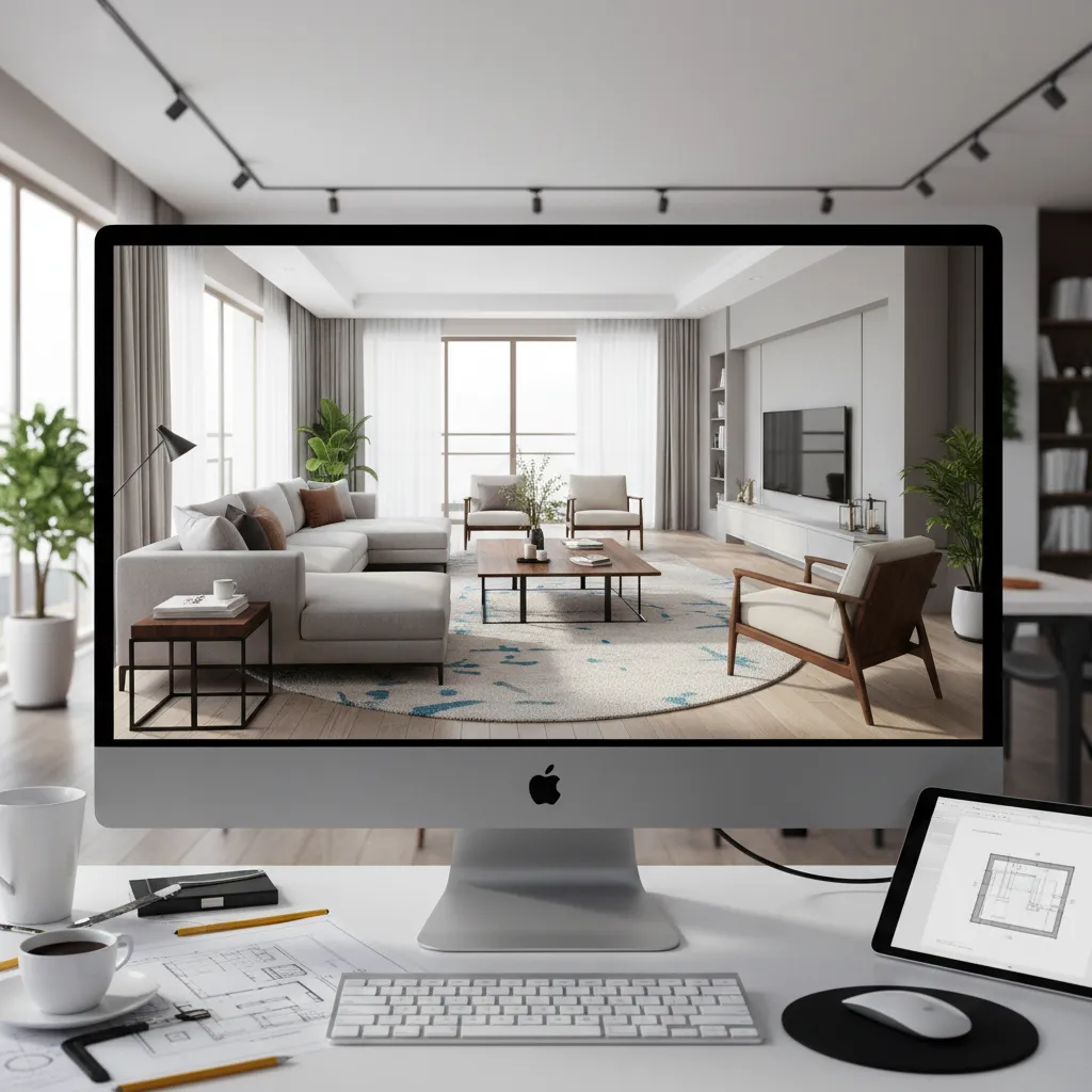 Visualización 3D de una reforma interior de vivienda