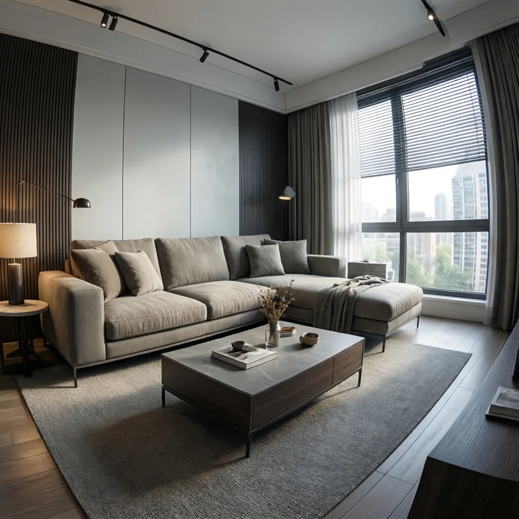 Visualización 3D de un salón creada con una app de diseño de interiores