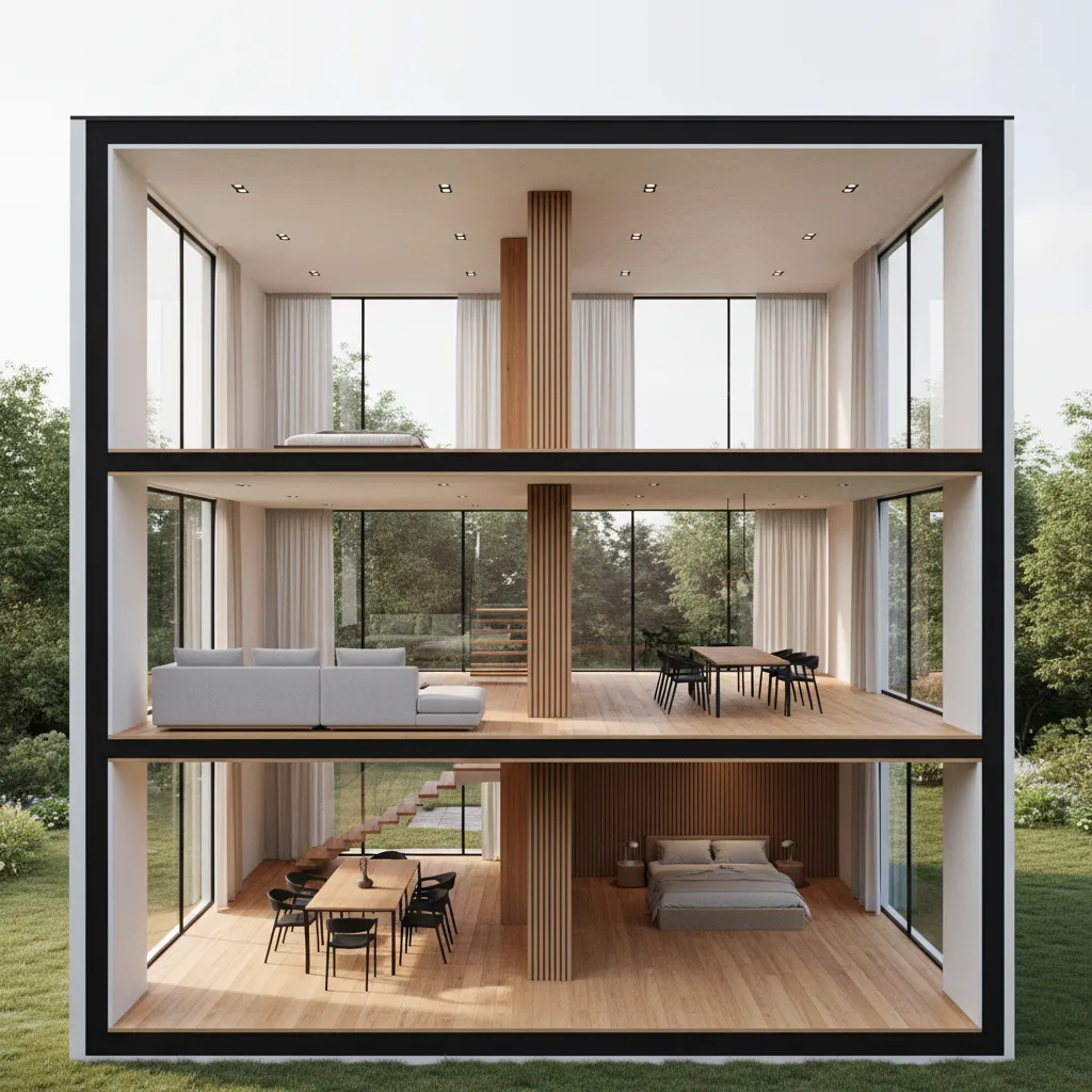 Render arquitectónico de una casa diseñado con plano 3D