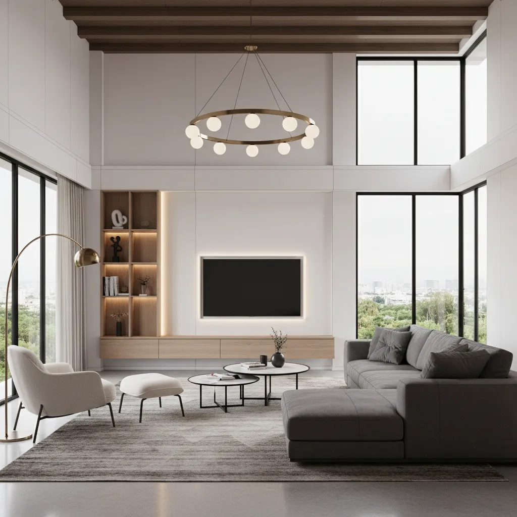 Modelo tridimensional de una casa con muebles visto en software de diseño
