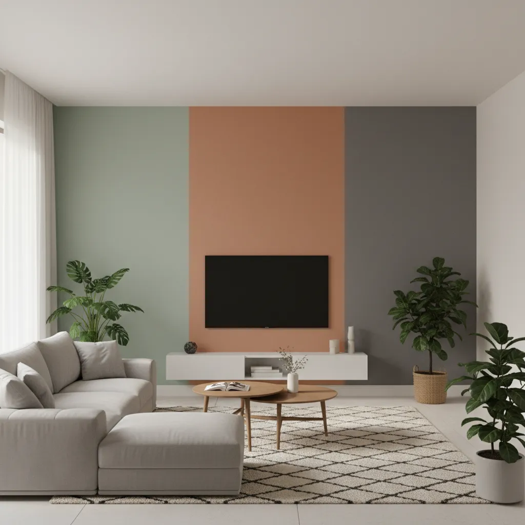 Visualización digital de colores de pintura en una habitación