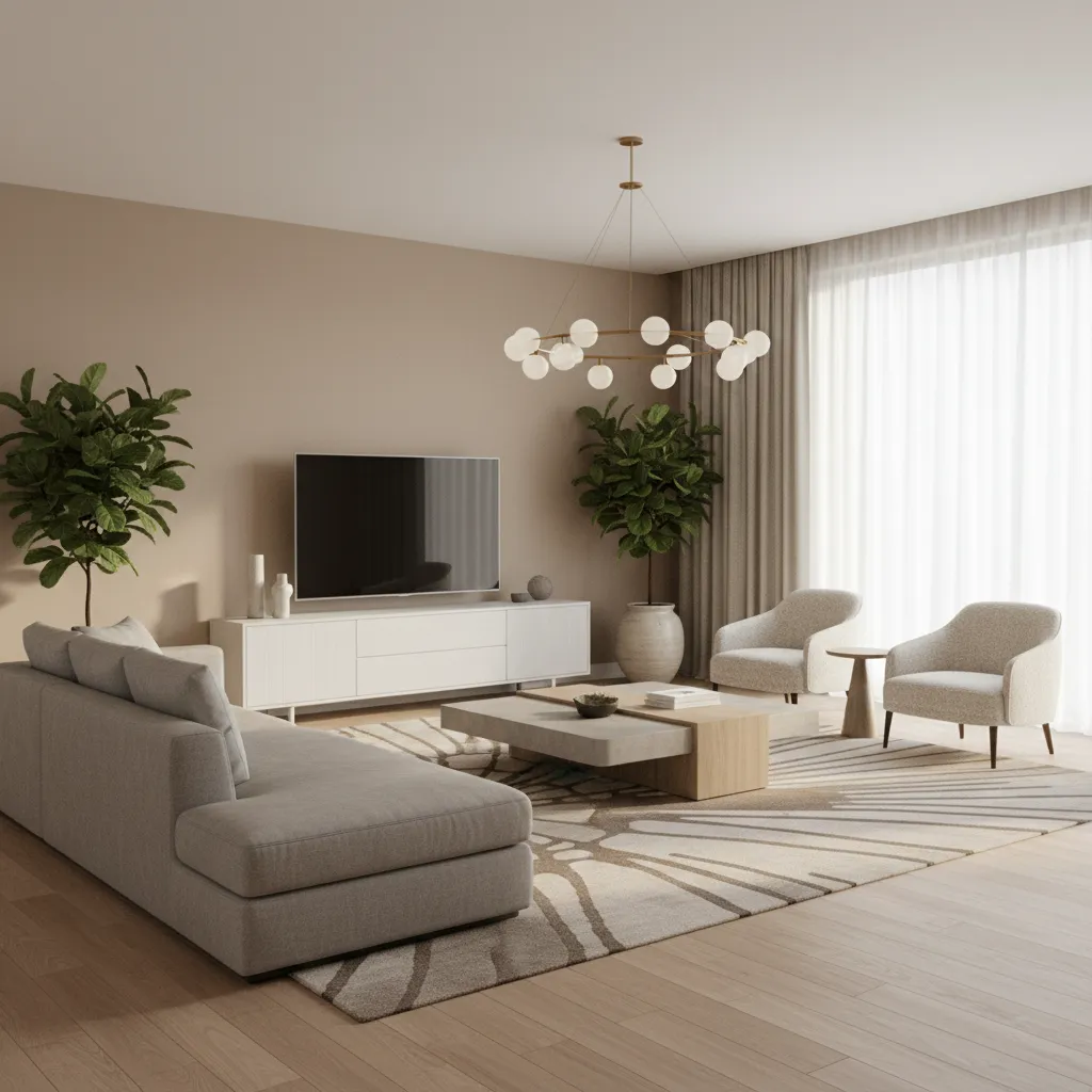 Visualización 3D de un salón mostrando distribución de muebles