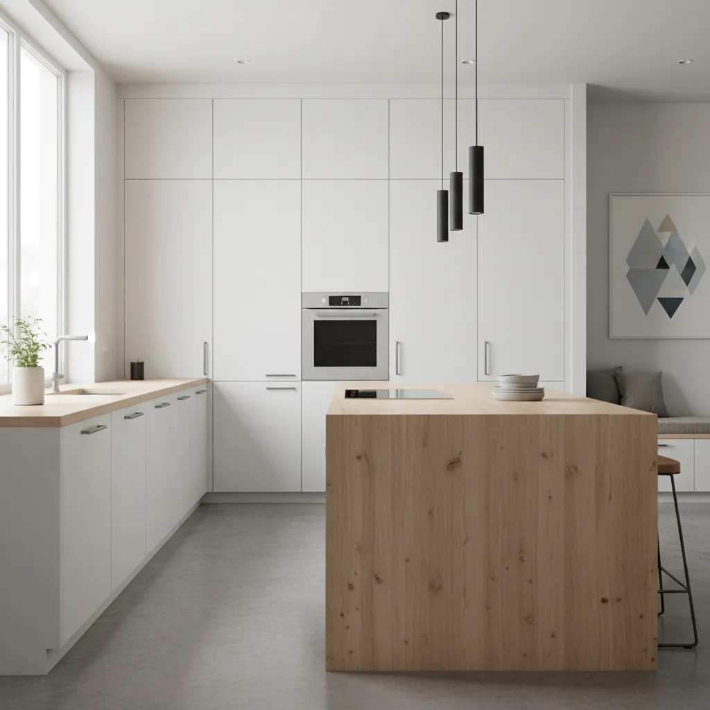 Render 3D de una cocina diseñado con software de interiores