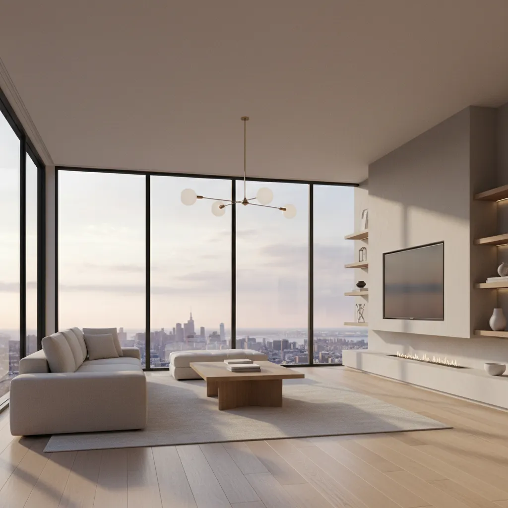 Visualización digital de un diseño interior moderno