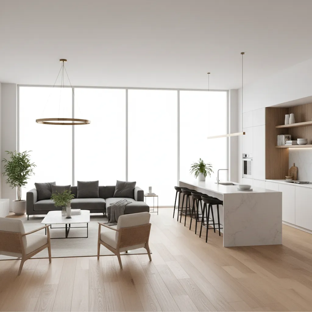 Render interior de una vivienda basado en un plano digital