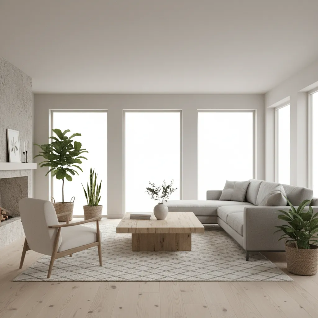 Render 3D realista de una sala moderna diseñada digitalmente