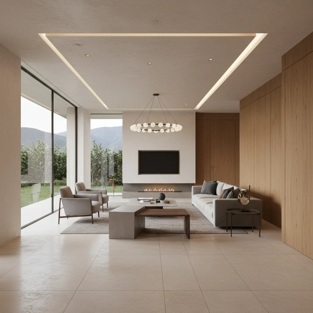 Visualización 3D de diseño interior de una casa moderna