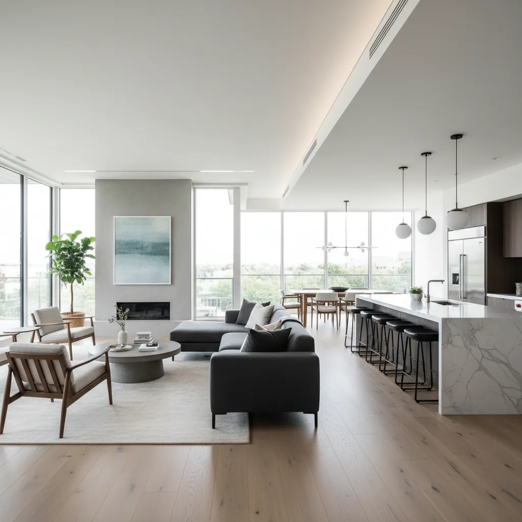 Visualización interior de una casa basada en un plano arquitectónico