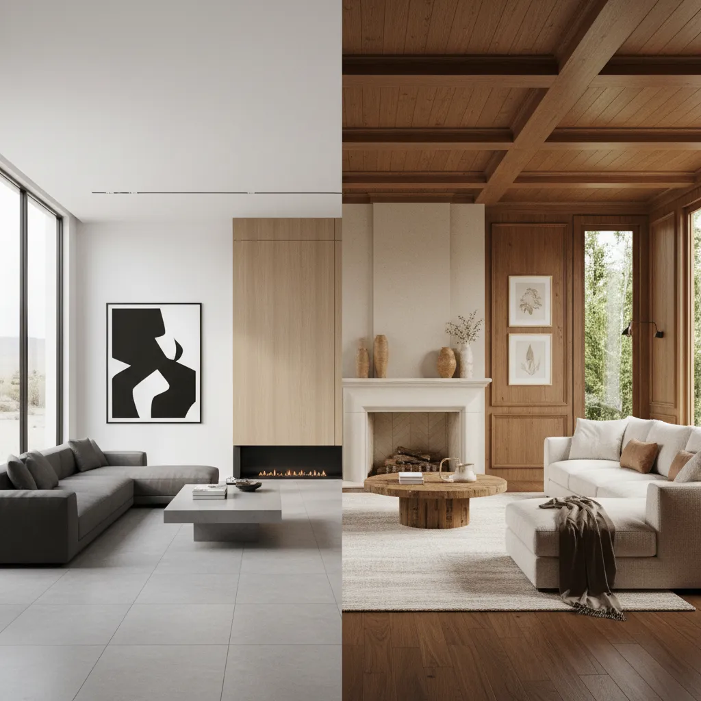 Simulación digital de estilos de interior en una sala de estar