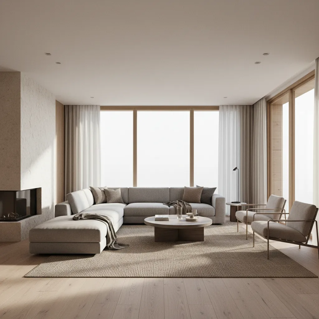 Render interior realista de salón moderno generado con software de diseño