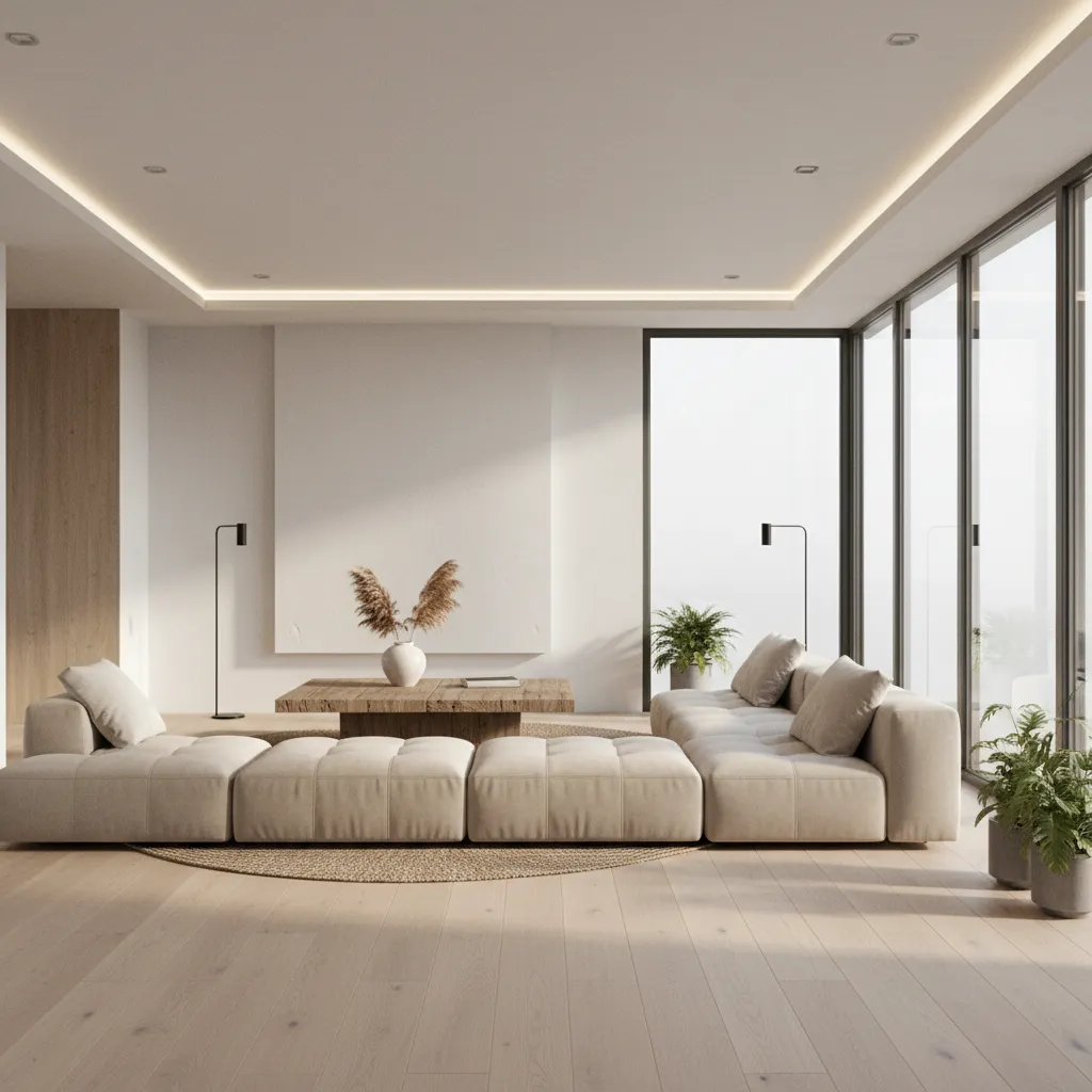 Visualización 3D de un salón moderno antes de realizar una reforma