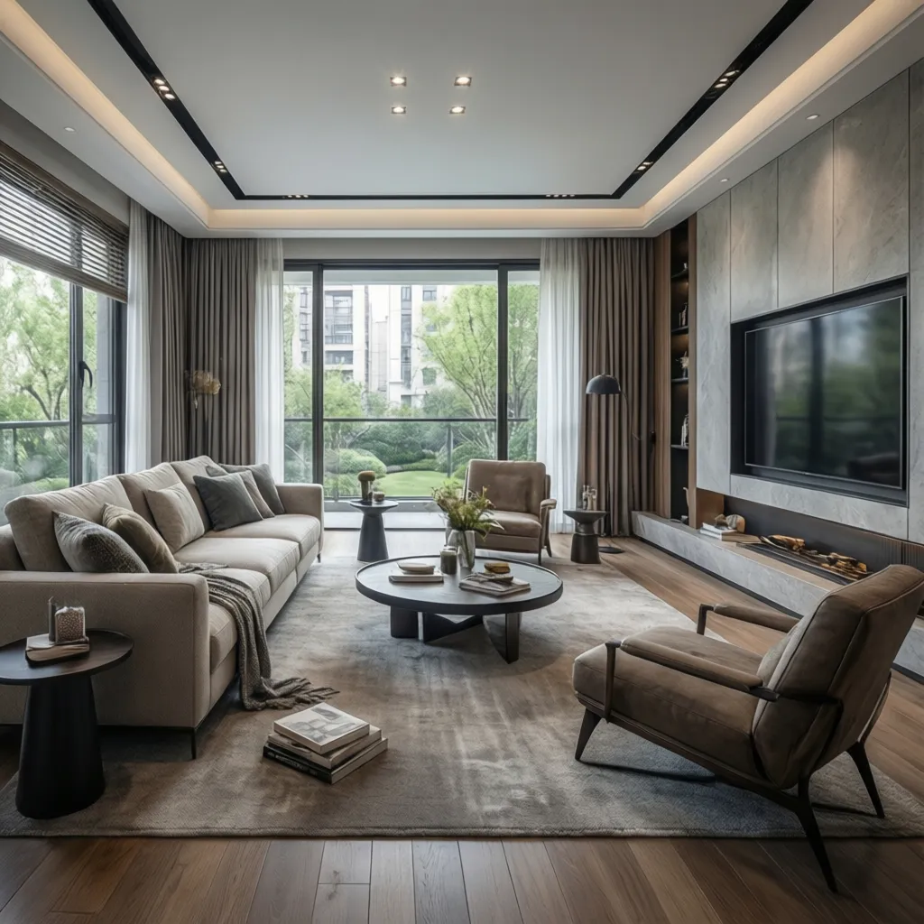 Interior de casa generado en visualización 3D realista