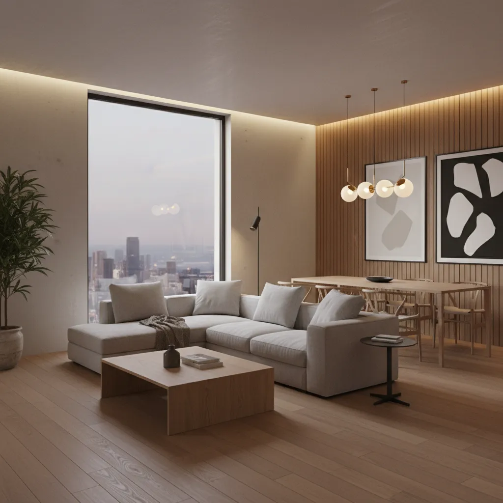 Render realista de interior doméstico moderno