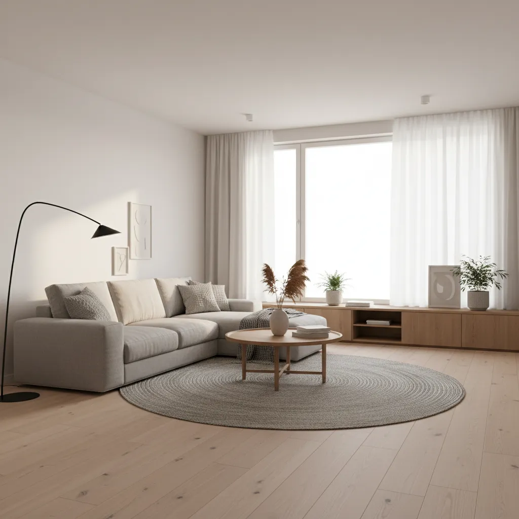 visualización 3D de un salón moderno generado por software de diseño