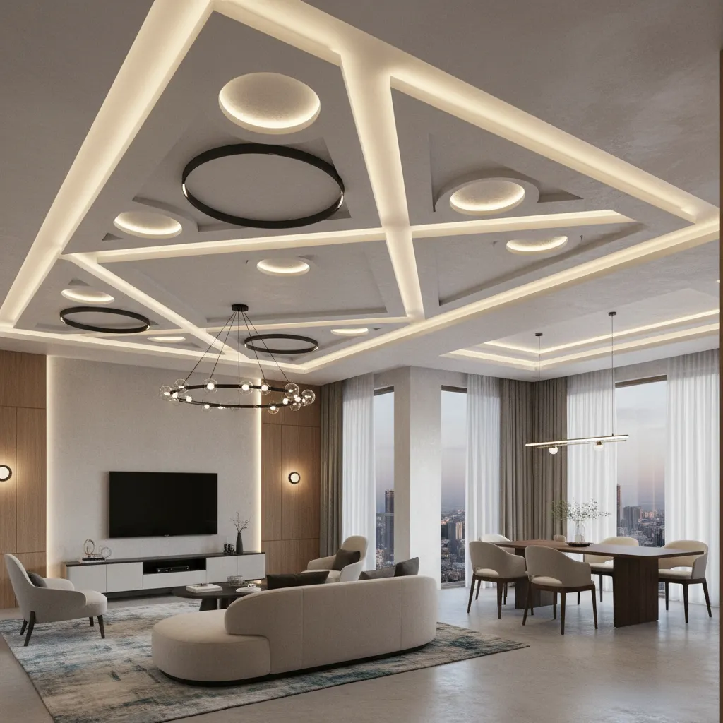 Visualización 3D de diseño de techo interior