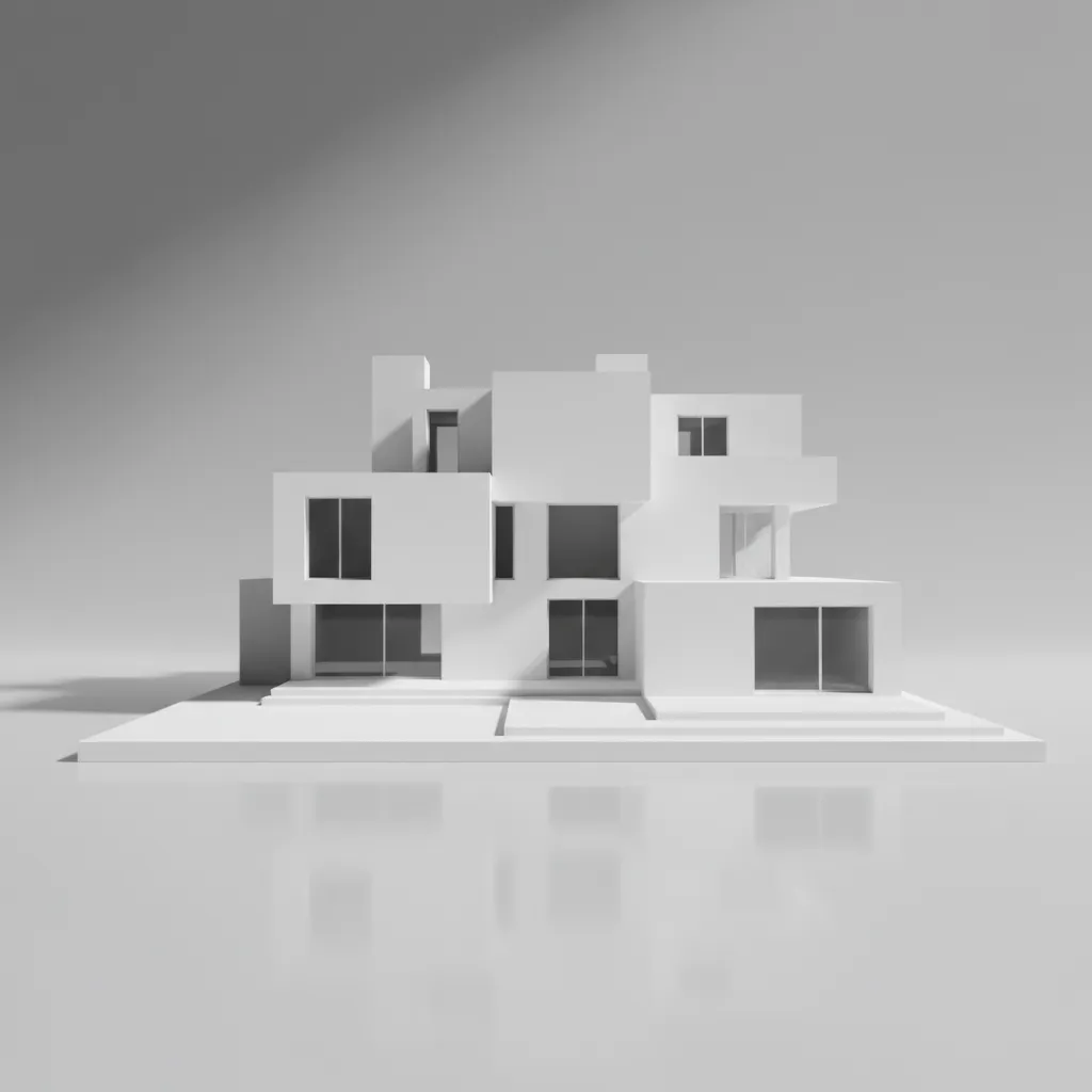 Visualización del volumen completo de una casa en modelo 3D
