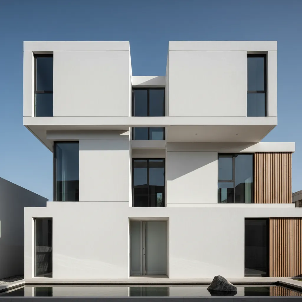 Casa moderna con volúmenes geométricos bien definidos