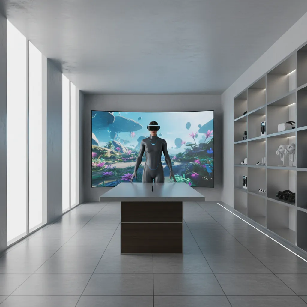 VR avatar inside a virtual room used to test realistic scale