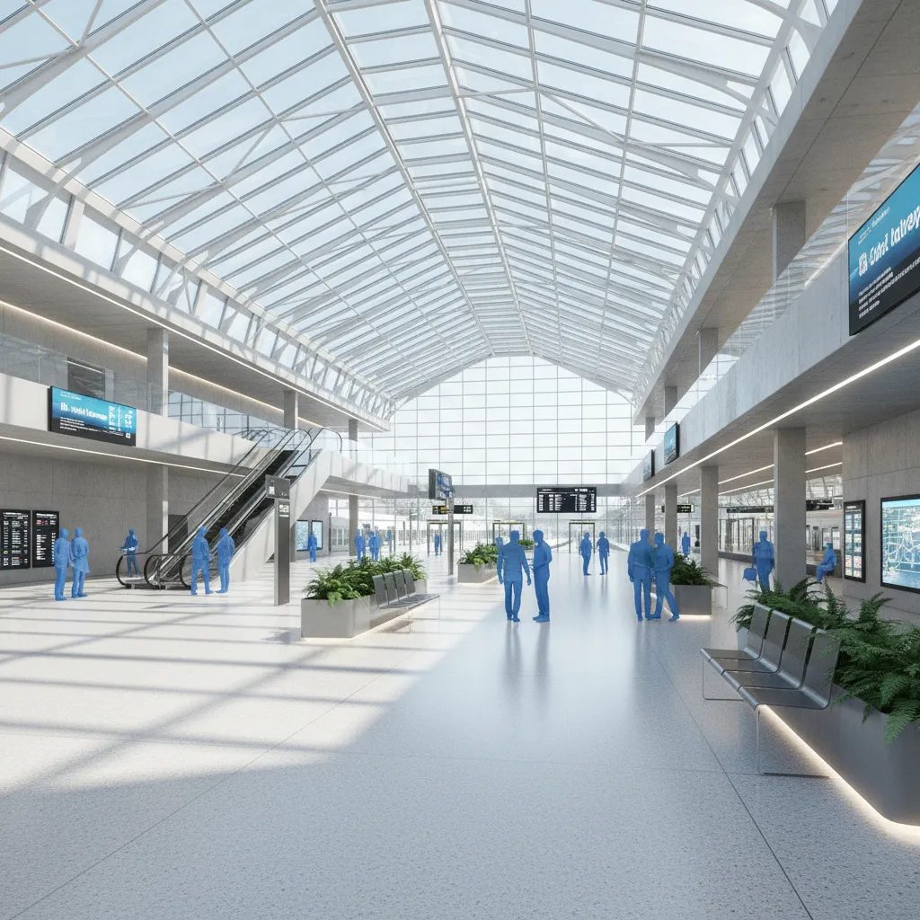 Immersive VR walkthrough of a railway station 3D model environment