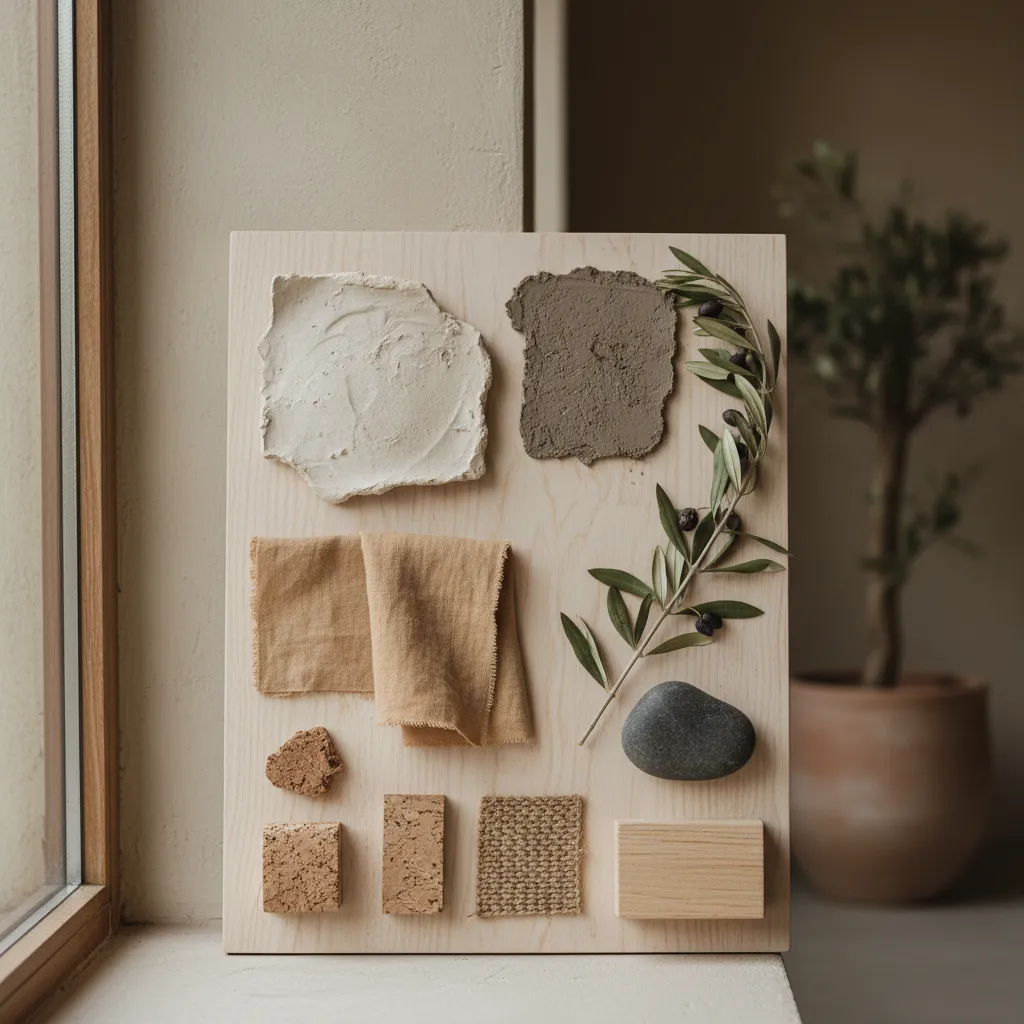 Paleta de colores naturales usada en diseño wabi sabi