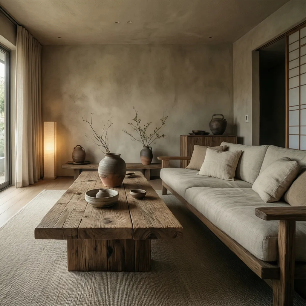 Apartamento moderno adaptado al estilo wabi sabi