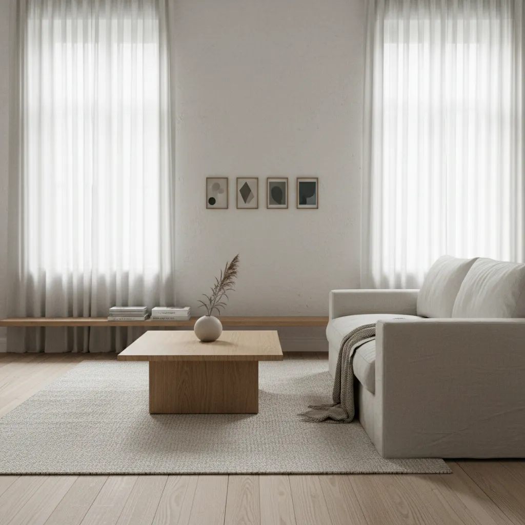 Apartamento pequeño decorado en estilo wabi sabi