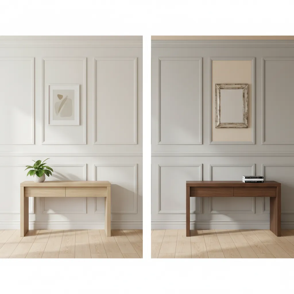 comparison view showing balanced and unbalanced wainscoting panel spacing