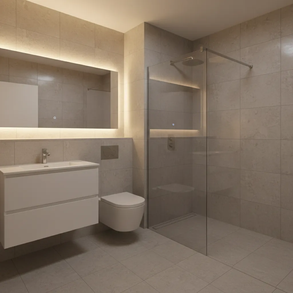 compact bathroom with walk in shower replacing bathtub